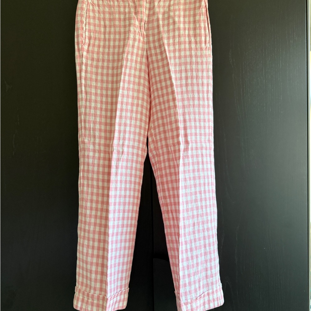 J. Crew Pink Checkered Chinos